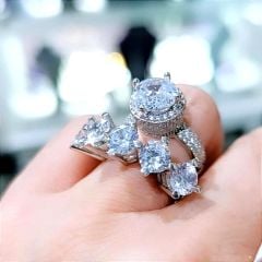 Swarovski Taşlı Altın kaplamalı Gümüş Yüzük