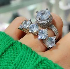 Swarovski Taşlı Altın kaplamalı Gümüş Yüzük