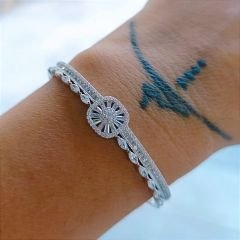 Swarovski Taşlı,İthal Altın Kaplamalı Gümüş Bilezik