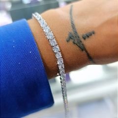 Süzme Swarovski Taşlı Altın Rodajlı Gümüş Suyolu Bileklik
