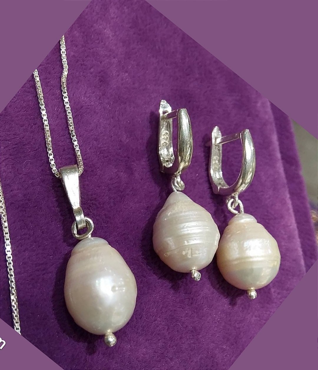 Barok İnci Gümüş Set