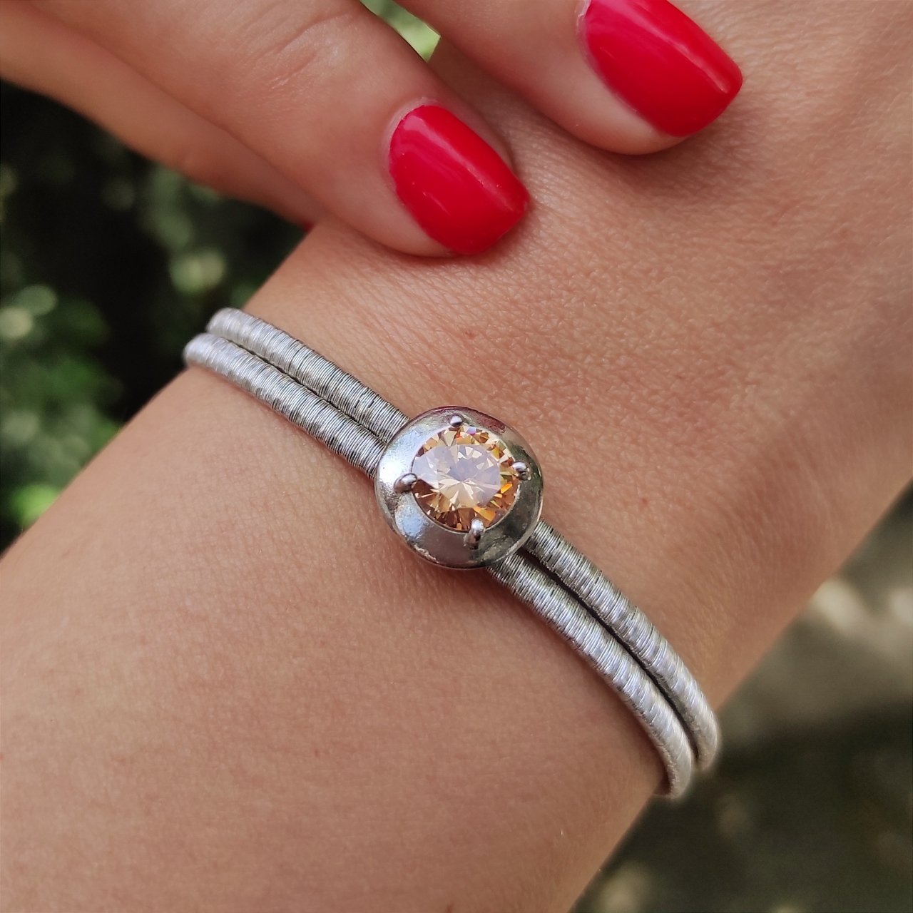 Topaz Taşlı, İtalyan Gümüş Bileklik