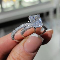 Çiftli Altın Rodajli Swarovski Taşlı Gümüş Yüzük