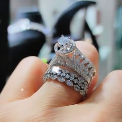 Swarovski Taşlı Altin Rodajlı Tasarım Gümüş Yüzük