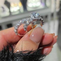Swarovski Taşlı İthal İkili Tasarım Gümüş Yüzük