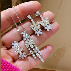 Sitrin ve Swarovski Taşlı İthal Gümüş Set