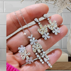 Sitrin ve Swarovski Taşlı İthal Gümüş Set