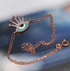 Göz Nazarlikli Rose Altın Kaplamalı Gümüş Bileklik