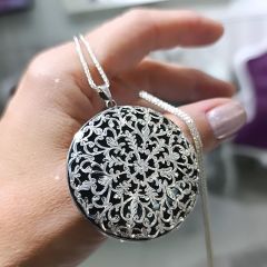 Oltu Taşı El işi Tasarım Gümüş Kolye