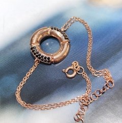 Zirkon Taşlı Altın Rose Gümüş Bileklik