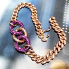 Zincir model Altın Rose kaplamalı Gümüş Bileklik