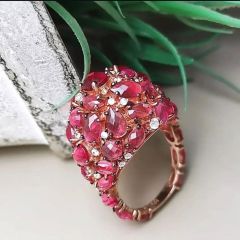 Turmalin Taşlı Rose İthal Gümüş Yüzük