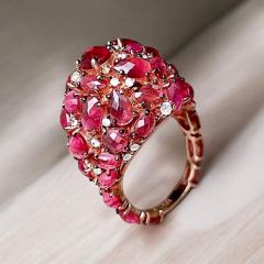 Turmalin Taşlı Rose İthal Gümüş Yüzük