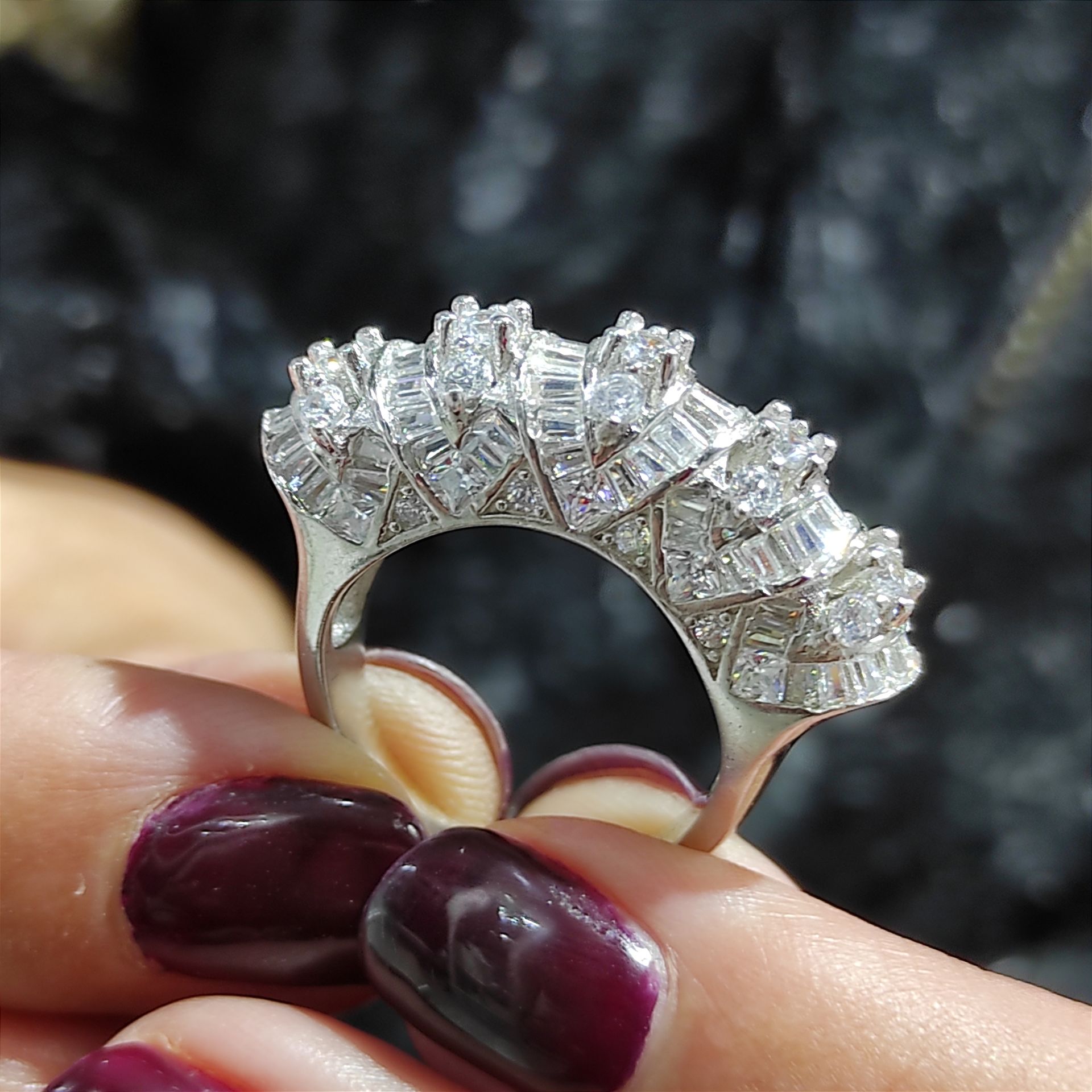 Swarovski Taşlı, Gümüş Üzeri Altın Kaplamalı Yüzük