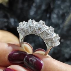 Swarovski Taşlı, Gümüş Üzeri Altın Kaplamalı Yüzük