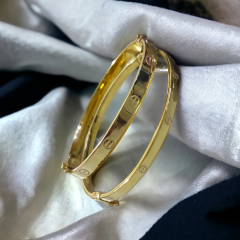 Cartier Model Altın Kaplamalı Gümüş Bilezik 4 mm