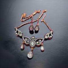 Elmas Montur,Rose Altın Kaplamalı Gümüş Set