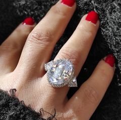 Swarovski Taşlı Altın Kaplamalı Gümüş Yüzük