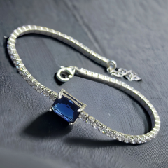 Swarovski Mavi Zirkon Taşlı Gümüş Suyolu Bileklik