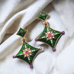 Yakut Taşlı Mineli İthal Rose Gümüş Küpe