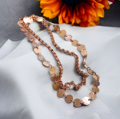 Pullu Rose İthal Gümüş Kolye