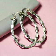 Burgu oval Model Gümüş Halka küpe