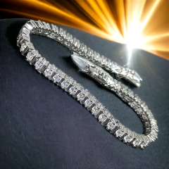 Swarovski Taşlı , Altın Kaplamalı İthal Gümüş Suyolu Bileklik