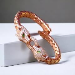 Aslan Model Swarovski Taşlı Rose Gümüş Bileklik