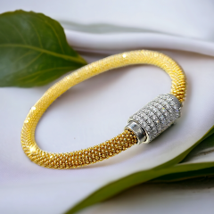 Swarovski Taşlı italyan Gümüş gold Bilezik