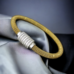 Swarovski Taşlı italyan Gümüş gold Bilezik