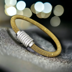 Swarovski Taşlı italyan Gümüş gold Bilezik
