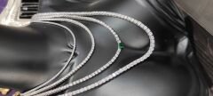 Swarovski Taşlı 5 mm.Altin kaplamalı İthal Suyolu Gümüş  Kolye