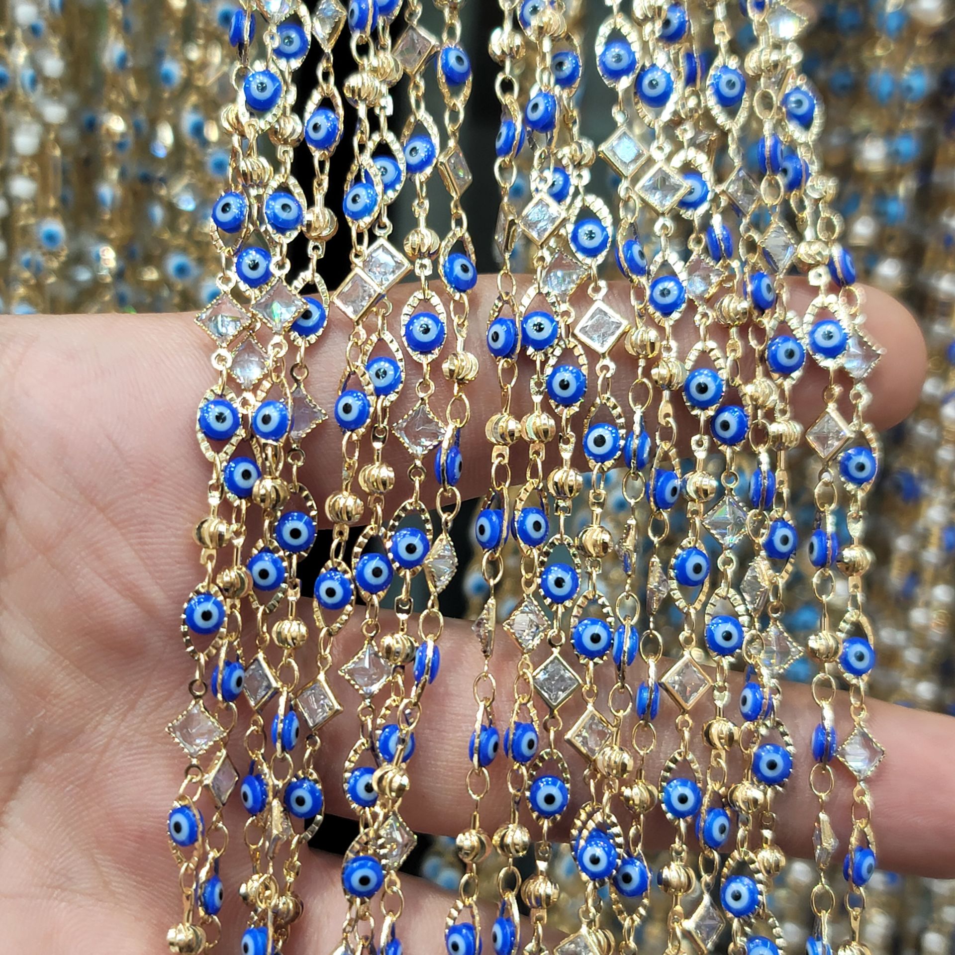 Gold Kaplama Boncuklu Zincir 1 Metre