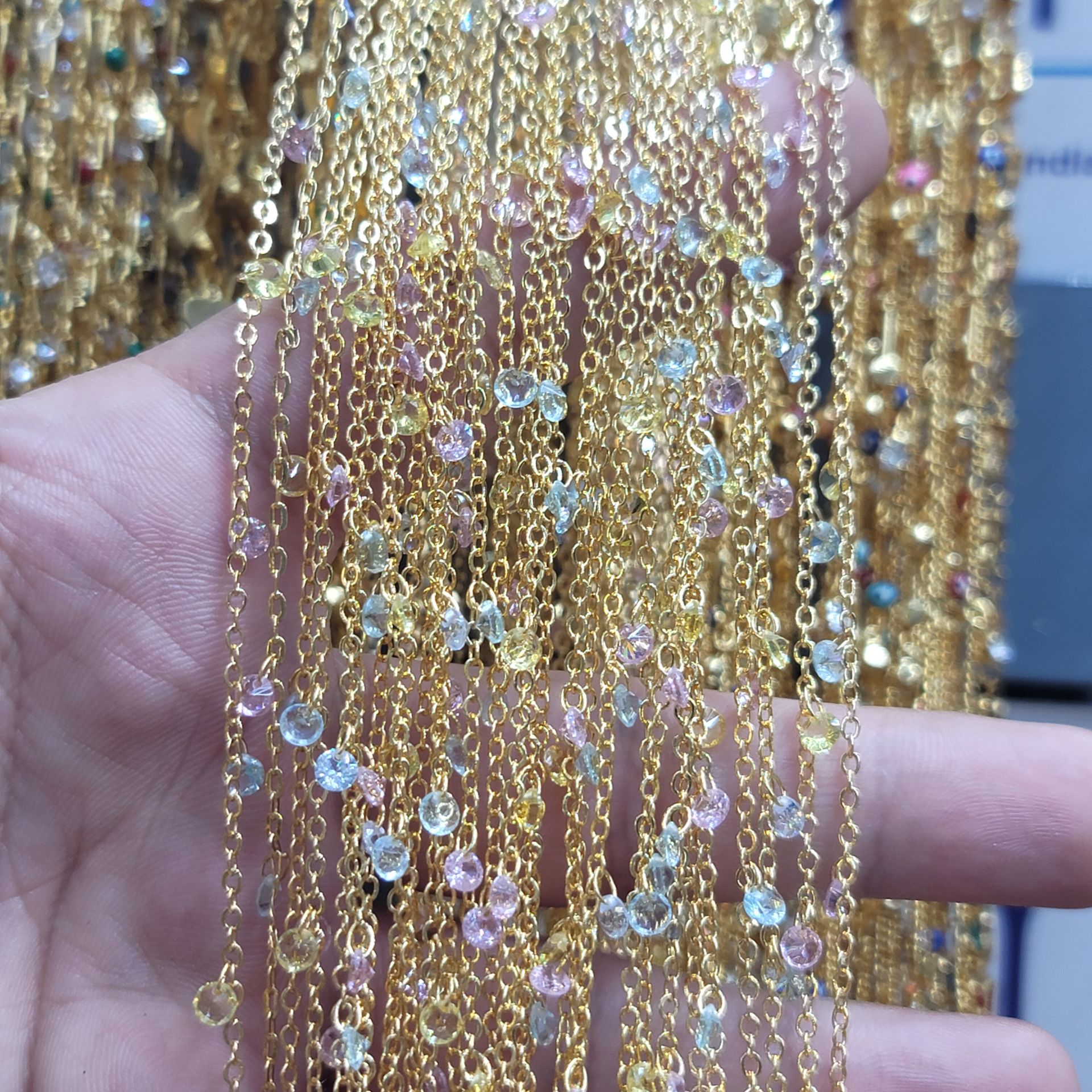 Altın Kaplama Boncuklu Zincir 1 Metre