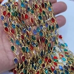 Altın Kaplama Mix Renkli Zincir 1 MT