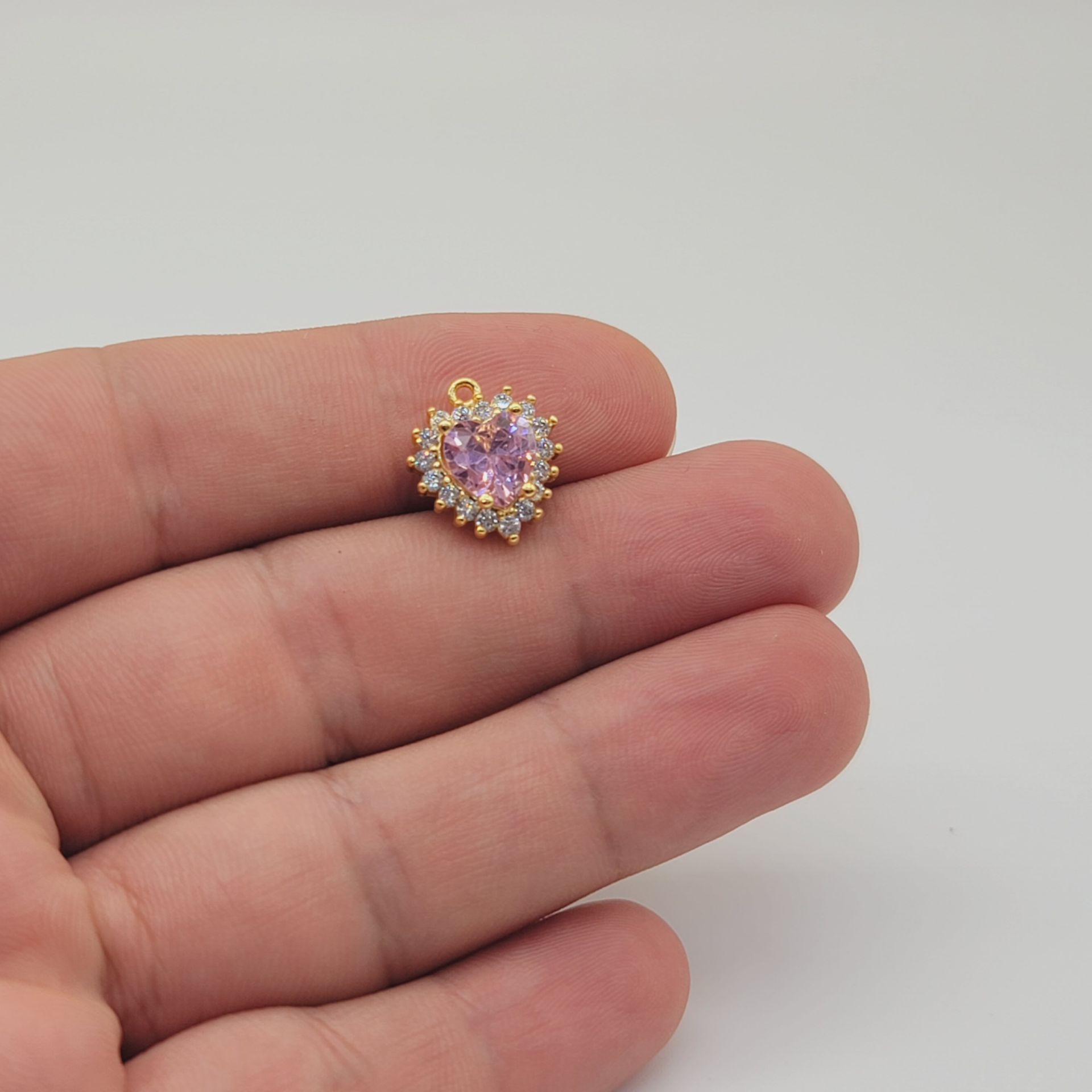 Altın Kap. Zirkon Taşlı Pembe Kalp