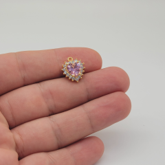 Altın Kap. Zirkon Taşlı Pembe Kalp