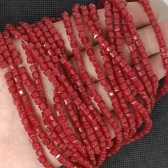 4MM Bordo Küp Kristal Dizide 100 Adet