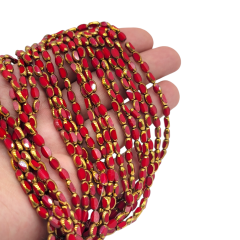 Çek Camı Boncuk Dizide 50 adet 8x3mm Bordo