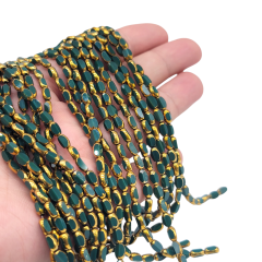 Çek Camı Boncuk Dizide 50 adet 8x3mm Zümrüt Yeşili