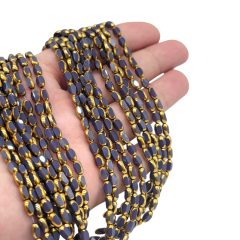 Çek Camı Boncuk Dizide 50 adet 8x3mm Mor