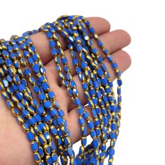 Çek Camı Boncuk Dizide 50 adet 8x3mm  Mavi