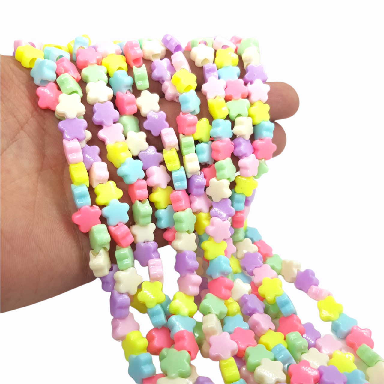 Plastik Renkli Yıldız Dizide 48 Adet