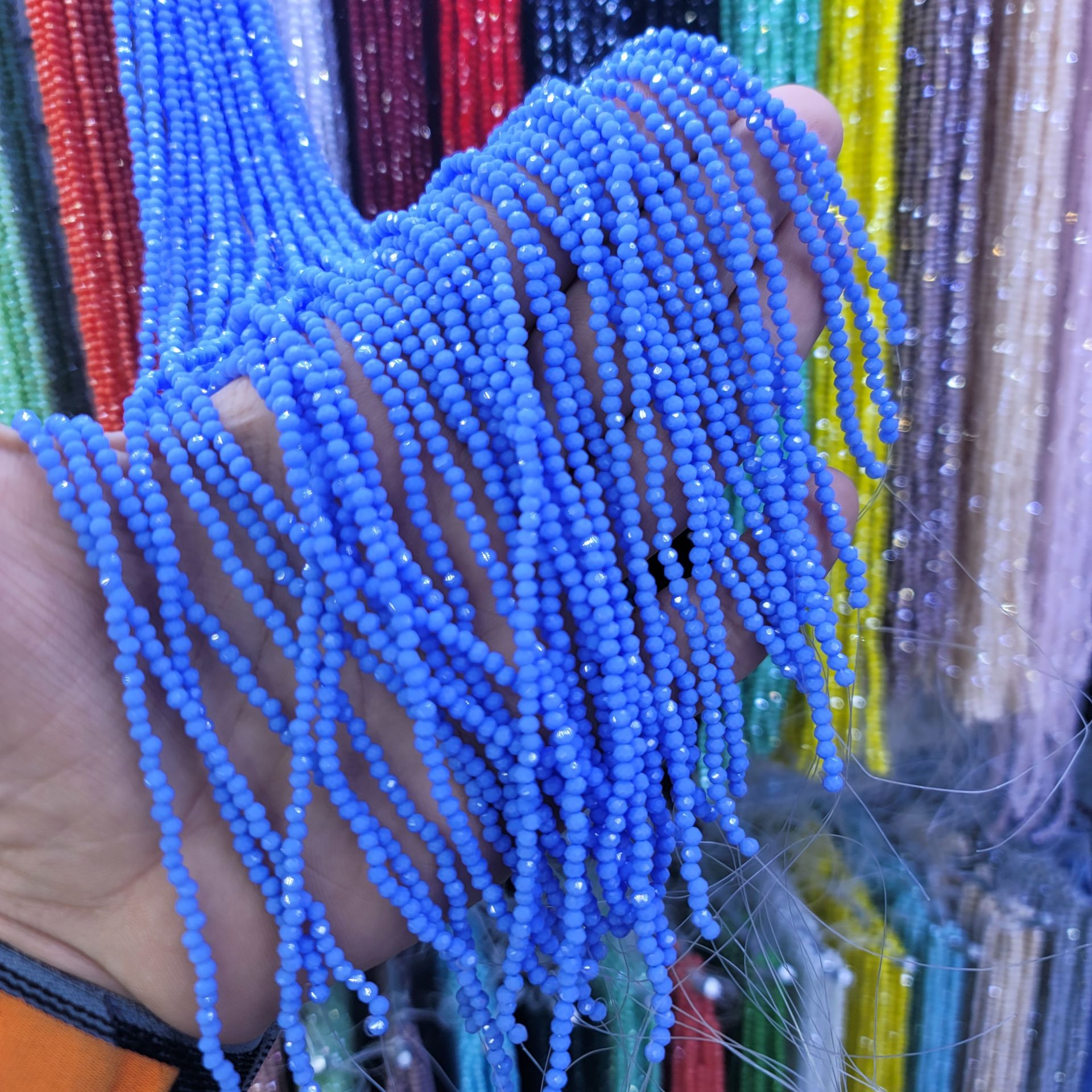 2MM Basık Mat Kristal Dizide 120-140 Adet Mavi
