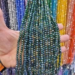 6MM Basık Kristal Dizide 85-100 Adet Zümrüt Yeşil