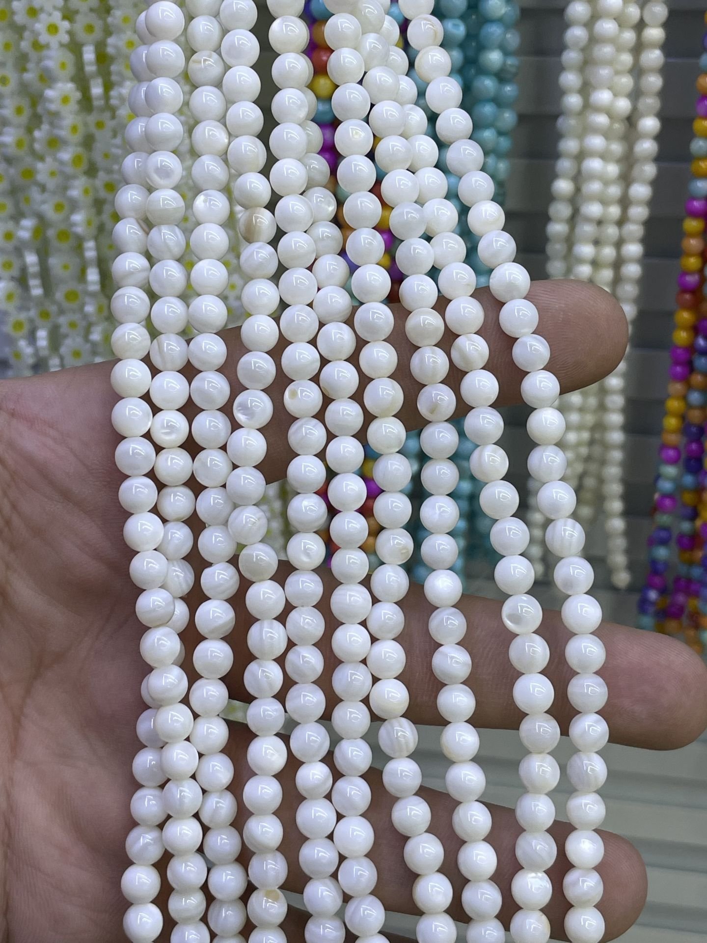 Parlak Renkli Sedef Dizi 35-40 CM 8mm basık