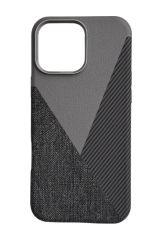 AKFA iPhone 15 Pro Max Deri Karbon Ve Kumaş Tasarımlı Kılıf