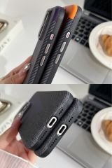 AKFA iPhone 16  Deri Karbon Ve Kumaş Tasarımlı  Kılıf