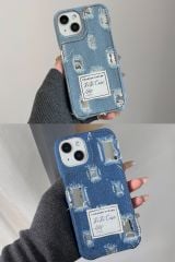 AKFA iPhone 14 Pro  Denim Kot Desenli Premium  Kılıf
