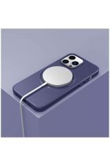 Apple Iphone 12 Pro Uyumlu Kılıf Magsafe Özellikli Lansman Deri Kılıf Derin Mor